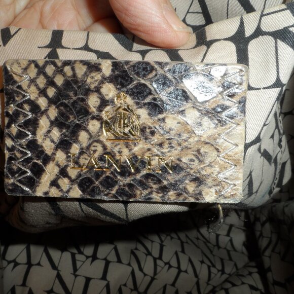 Lanvin Taupe/Beige Python Embosed Lamb Leather Tote - Picture 14 of 16